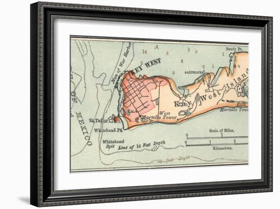 Inset Map of Key West Island, Florida-Encyclopaedia Britannica-Framed Art Print