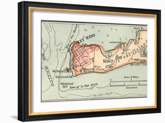 Inset Map of Key West Island, Florida-Encyclopaedia Britannica-Framed Art Print