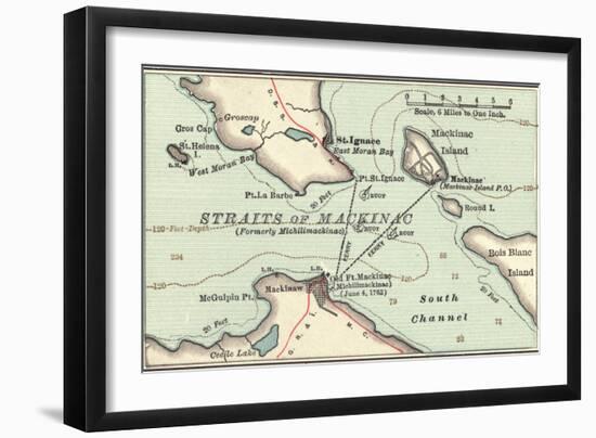 Inset Map of Mackinac Island and the Straits of Mackinac, Michigan-Encyclopaedia Britannica-Framed Art Print