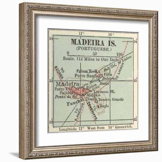 Inset Map of Madeira Island (Portuguese)-Encyclopaedia Britannica-Framed Art Print