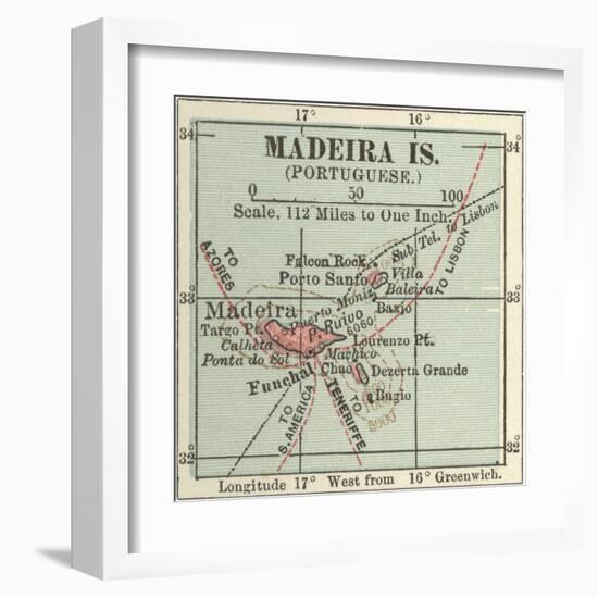 Inset Map of Madeira Island (Portuguese)-Encyclopaedia Britannica-Framed Art Print