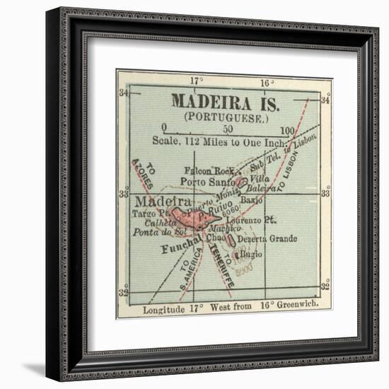 Inset Map of Madeira Island (Portuguese)-Encyclopaedia Britannica-Framed Art Print