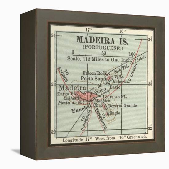 Inset Map of Madeira Island (Portuguese)-Encyclopaedia Britannica-Framed Stretched Canvas