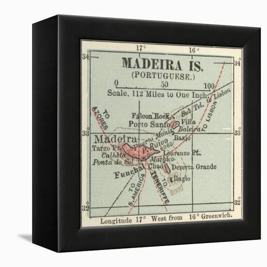 Inset Map of Madeira Island (Portuguese)-Encyclopaedia Britannica-Framed Stretched Canvas