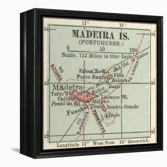 Inset Map of Madeira Island (Portuguese)-Encyclopaedia Britannica-Framed Stretched Canvas