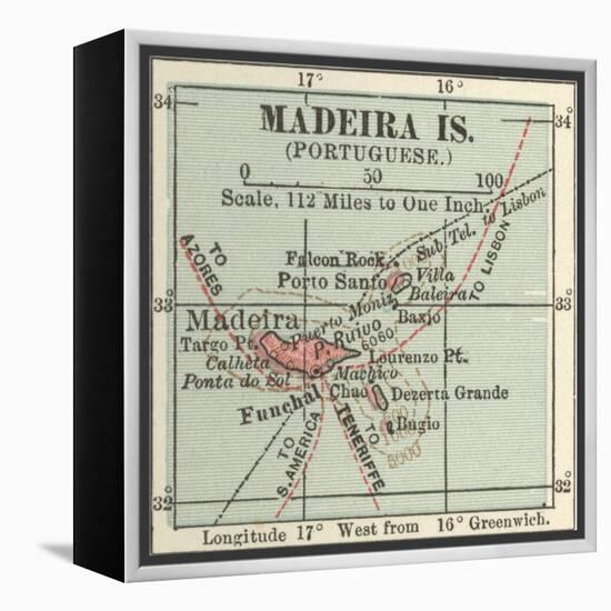 Inset Map of Madeira Island (Portuguese)-Encyclopaedia Britannica-Framed Stretched Canvas