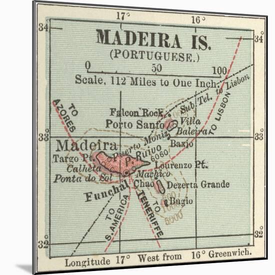 Inset Map of Madeira Island (Portuguese)-Encyclopaedia Britannica-Mounted Art Print