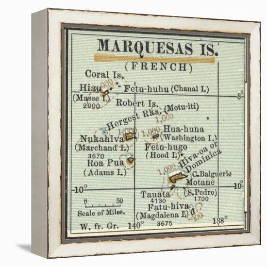 Inset Map of Marquesas Islands (French). Oceania. South Pacific-Encyclopaedia Britannica-Framed Stretched Canvas