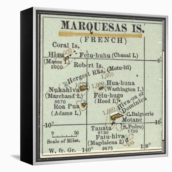 Inset Map of Marquesas Islands (French). Oceania. South Pacific-Encyclopaedia Britannica-Framed Stretched Canvas