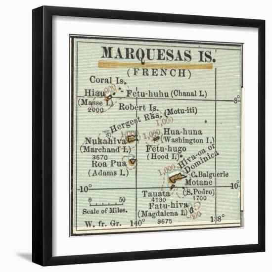 Inset Map of Marquesas Islands (French). Oceania. South Pacific-Encyclopaedia Britannica-Framed Art Print