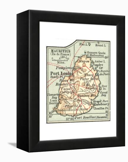 Inset Map of Mauritius (Ile De France) (British)-Encyclopaedia Britannica-Framed Premier Image Canvas