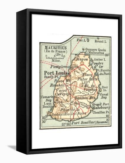 Inset Map of Mauritius (Ile De France) (British)-Encyclopaedia Britannica-Framed Premier Image Canvas