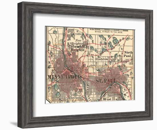 Inset Map of Minneapolis and St. Paul, Minnesota-Encyclopaedia Britannica-Framed Art Print