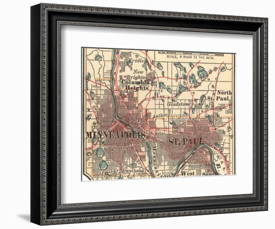 Inset Map of Minneapolis and St. Paul, Minnesota-Encyclopaedia Britannica-Framed Art Print