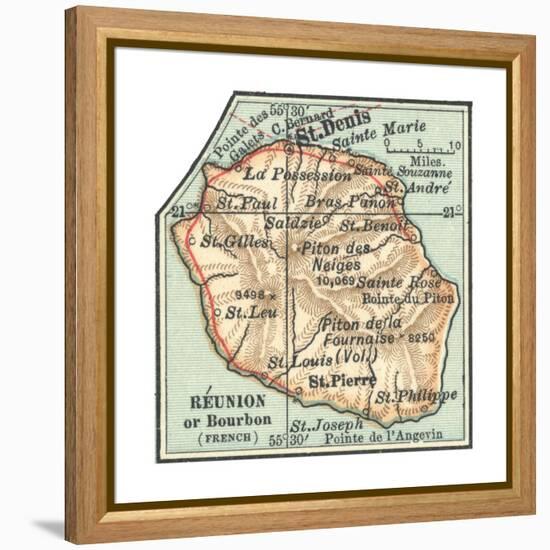 Inset Map of Reunion or Bourbon Island (French)-Encyclopaedia Britannica-Framed Premier Image Canvas