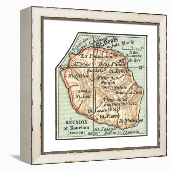 Inset Map of Reunion or Bourbon Island (French)-Encyclopaedia Britannica-Framed Premier Image Canvas