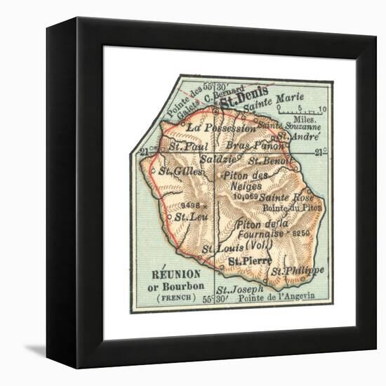 Inset Map of Reunion or Bourbon Island (French)-Encyclopaedia Britannica-Framed Premier Image Canvas