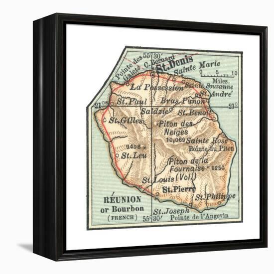 Inset Map of Reunion or Bourbon Island (French)-Encyclopaedia Britannica-Framed Premier Image Canvas