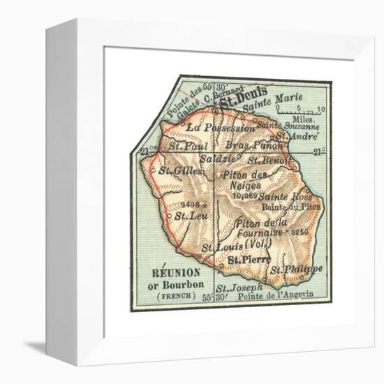 Inset Map of Reunion or Bourbon Island (French)-Encyclopaedia Britannica-Framed Premier Image Canvas