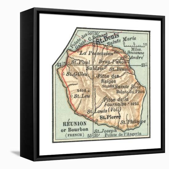 Inset Map of Reunion or Bourbon Island (French)-Encyclopaedia Britannica-Framed Premier Image Canvas