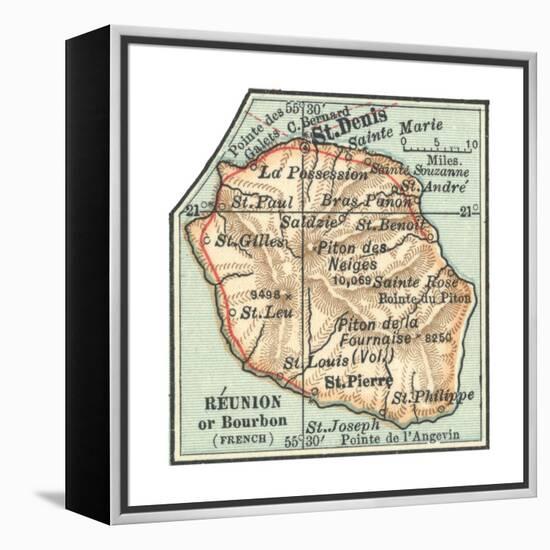 Inset Map of Reunion or Bourbon Island (French)-Encyclopaedia Britannica-Framed Premier Image Canvas