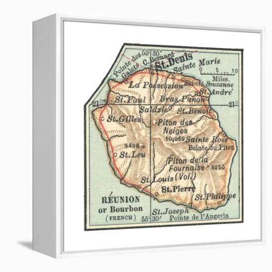 Inset Map of Reunion or Bourbon Island (French)-Encyclopaedia Britannica-Framed Premier Image Canvas