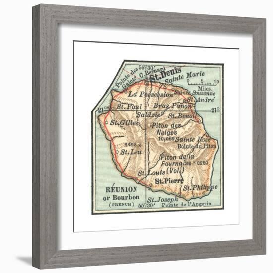 Inset Map of Reunion or Bourbon Island (French)-Encyclopaedia Britannica-Framed Giclee Print