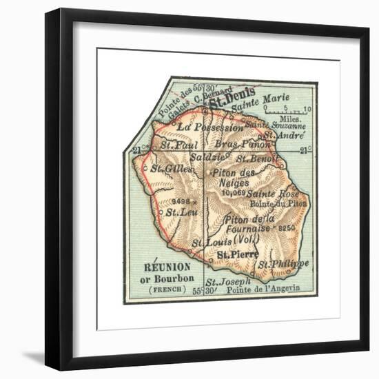 Inset Map of Reunion or Bourbon Island (French)-Encyclopaedia Britannica-Framed Giclee Print