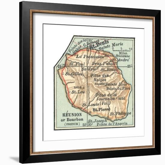 Inset Map of Reunion or Bourbon Island (French)-Encyclopaedia Britannica-Framed Giclee Print