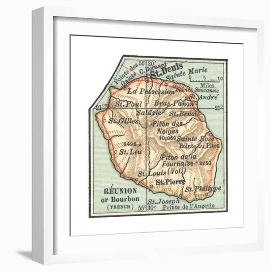 Inset Map of Reunion or Bourbon Island (French)-Encyclopaedia Britannica-Framed Giclee Print