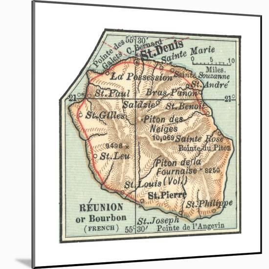 Inset Map of Reunion or Bourbon Island (French)-Encyclopaedia Britannica-Mounted Giclee Print