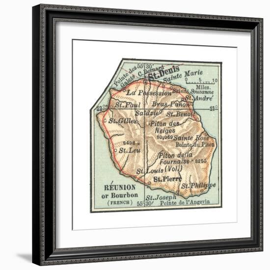 Inset Map of Reunion or Bourbon Island (French)-Encyclopaedia Britannica-Framed Giclee Print