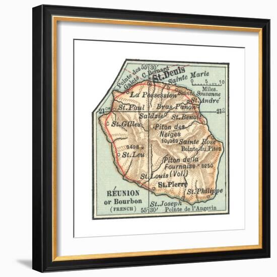 Inset Map of Reunion or Bourbon Island (French)-Encyclopaedia Britannica-Framed Giclee Print