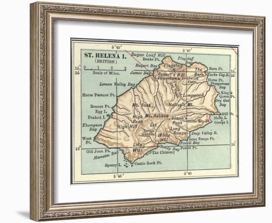 Inset Map of Saint Helena Island (British)-Encyclopaedia Britannica-Framed Art Print