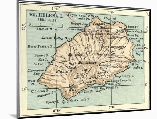 Inset Map of Saint Helena Island (British)-Encyclopaedia Britannica-Mounted Art Print