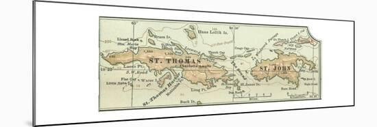 Inset Map of Saint Thomas and St. John Islands-Encyclopaedia Britannica-Mounted Premium Giclee Print