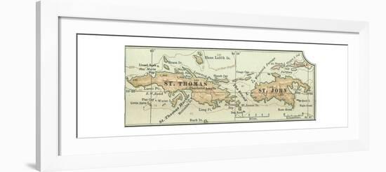 Inset Map of Saint Thomas and St. John Islands-Encyclopaedia Britannica-Framed Giclee Print