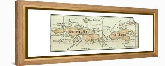 Inset Map of Saint Thomas and St. John Islands-Encyclopaedia Britannica-Framed Premier Image Canvas