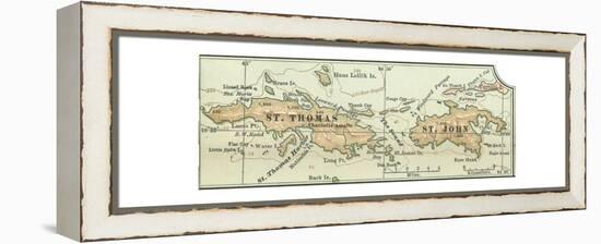 Inset Map of Saint Thomas and St. John Islands-Encyclopaedia Britannica-Framed Premier Image Canvas