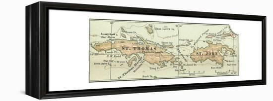 Inset Map of Saint Thomas and St. John Islands-Encyclopaedia Britannica-Framed Premier Image Canvas