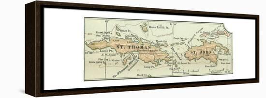 Inset Map of Saint Thomas and St. John Islands-Encyclopaedia Britannica-Framed Premier Image Canvas