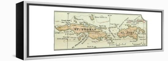 Inset Map of Saint Thomas and St. John Islands-Encyclopaedia Britannica-Framed Premier Image Canvas