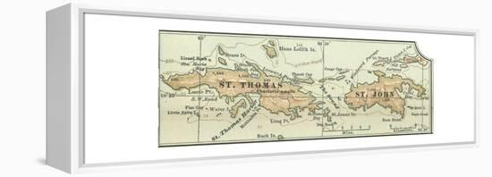 Inset Map of Saint Thomas and St. John Islands-Encyclopaedia Britannica-Framed Premier Image Canvas