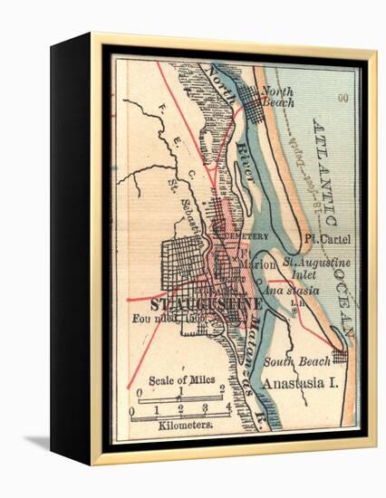 Inset Map of St. Augustine, Florida-Encyclopaedia Britannica-Framed Stretched Canvas