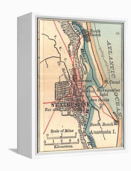 Inset Map of St. Augustine, Florida-Encyclopaedia Britannica-Framed Stretched Canvas