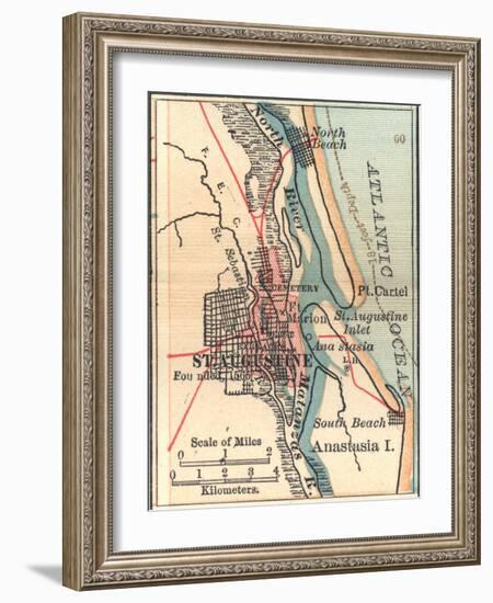 Inset Map of St. Augustine, Florida-Encyclopaedia Britannica-Framed Art Print