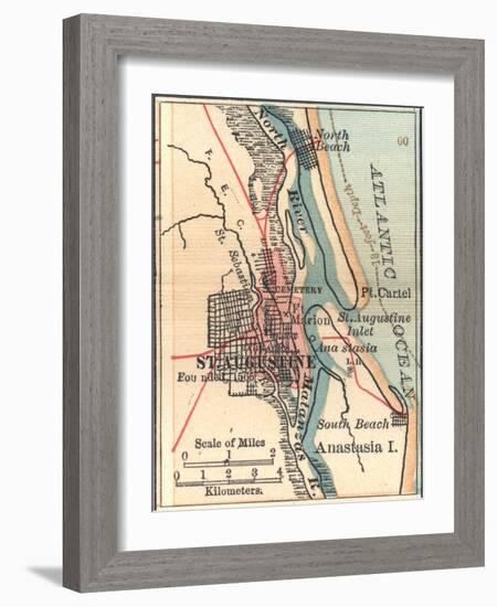 Inset Map of St. Augustine, Florida-Encyclopaedia Britannica-Framed Art Print