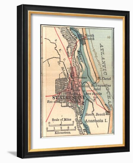 Inset Map of St. Augustine, Florida-Encyclopaedia Britannica-Framed Art Print