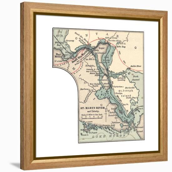 Inset Map of St. Marys River and Vicinity, with Sault Ste-Encyclopaedia Britannica-Framed Premier Image Canvas