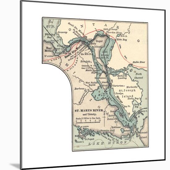 Inset Map of St. Marys River and Vicinity, with Sault Ste-Encyclopaedia Britannica-Mounted Giclee Print